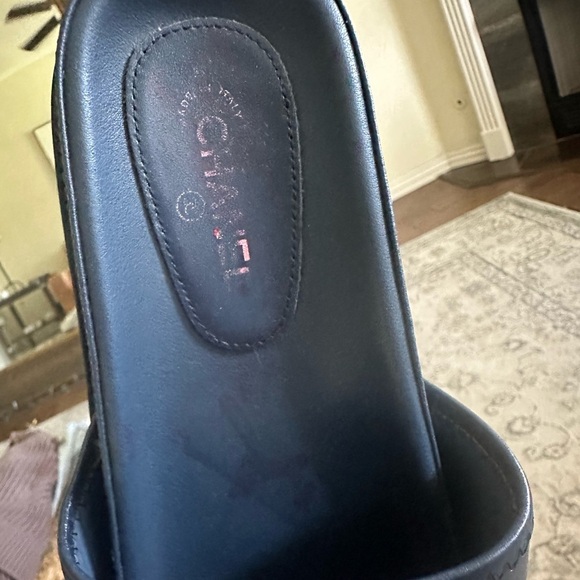 Chanel 2022 Lambskin Cha-Nel Mules Sandals Black Multicolor Size 37 - Picture 12 of 12